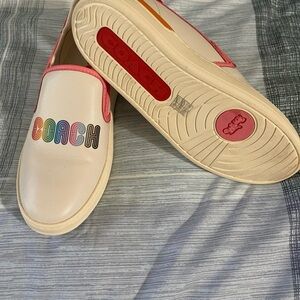 Coach Cream and Pink Slip-On Sneakers